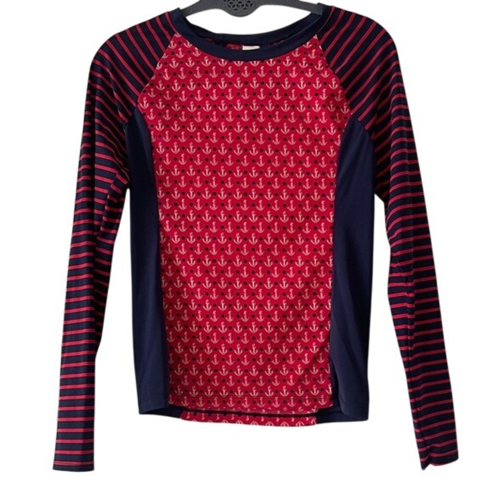 Sperry Nautical Anchor Red White‎ Blue Rash Guard Medium